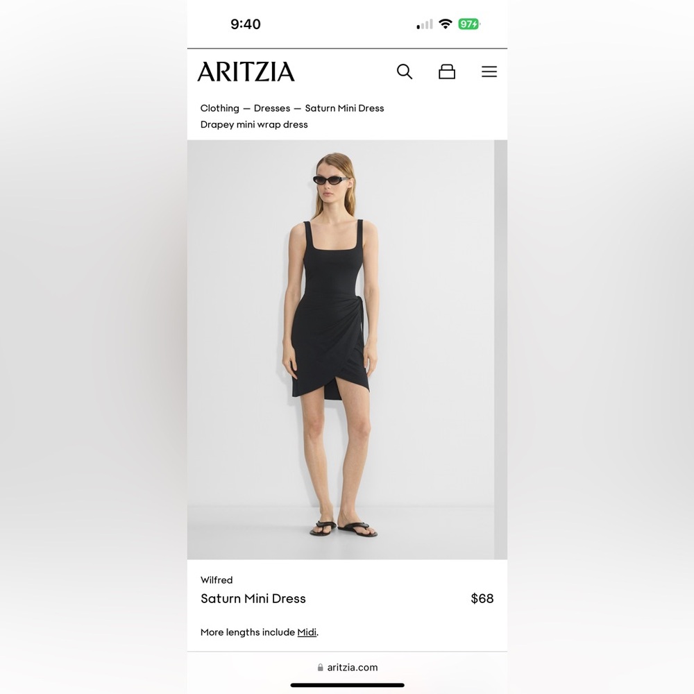 ARITZIA Wilfred Black Saturn Mini Dress - only worn once